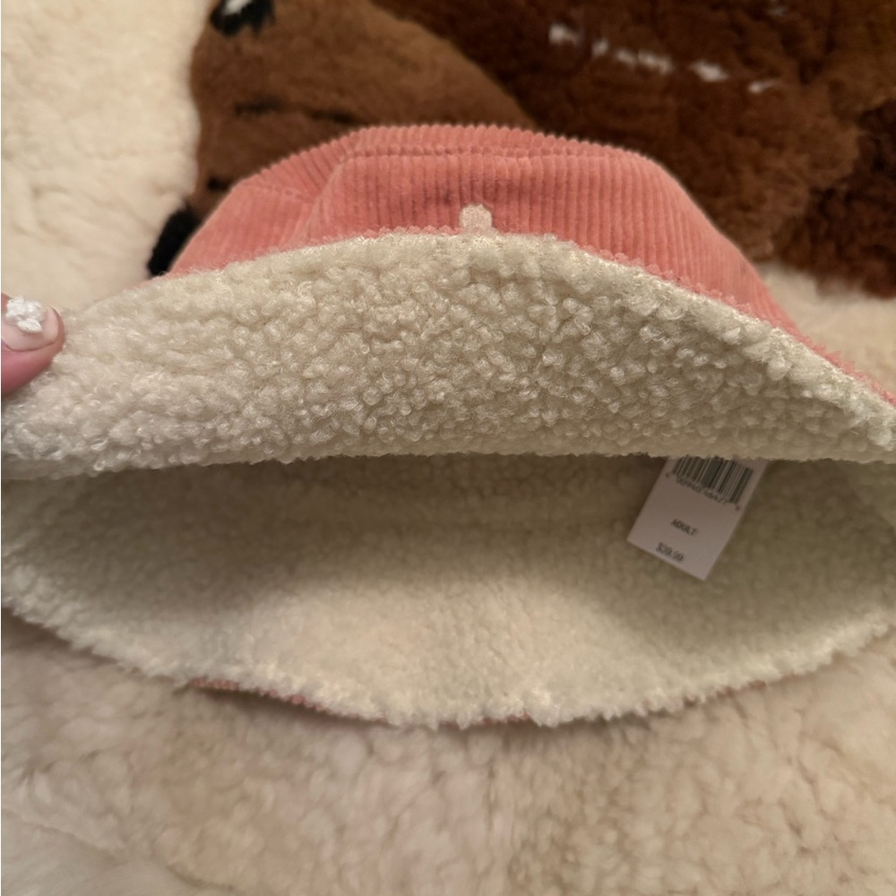 Disney Pink Corduroy Bucket Hat with White Mickey Mouse - Picture 2 of 5